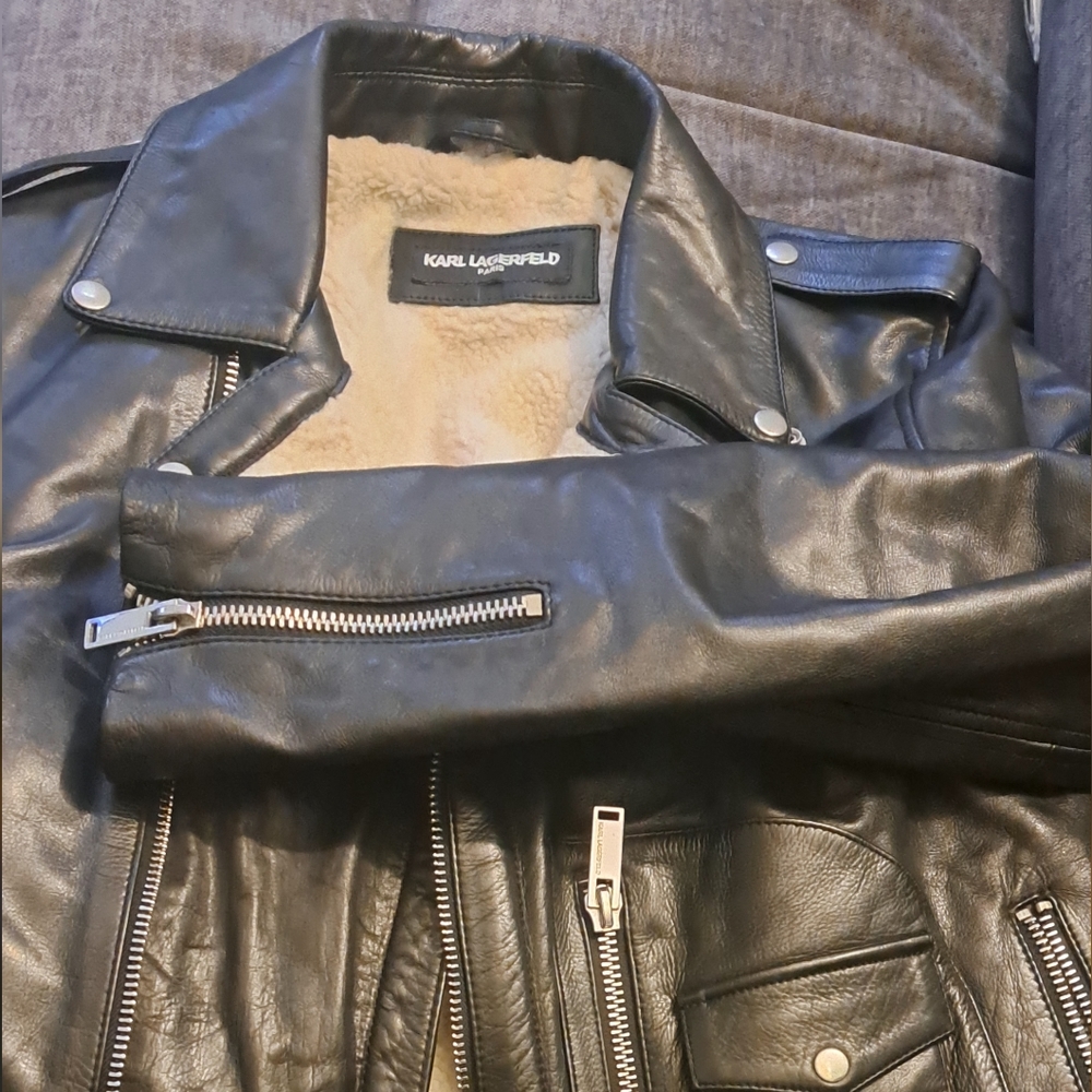 Fleece Lined Leather Motorcycle Jacket